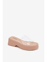 Dámské sandály na platformě s průhledným páskem Béžové Selestia