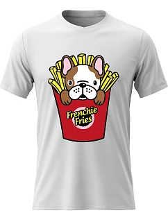 Dámské bavlněné tričko s potiskem - FRENCHIE FRIES - bílé