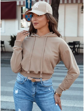 TRENDHOOD dámská mikina s kapucí světle hnědá FashionStreet BY1311