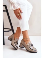 Lakované Dámské Polobotky Na Podpatku S Dekorací Béžové Artiker 55C1054