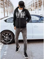 Pánská mikina na zip s potiskem černá FashionStreet BX5413