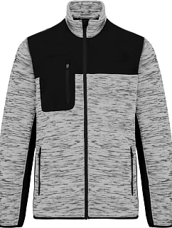 WK WK 9108 Pánská pracovní pletená fleecová bunda 20.9108 light grey melange/black