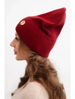 Dámská čepice z modalu a viskózy s ozdobným knoflíkem bordová