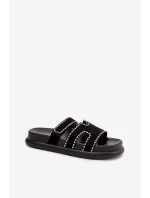 Dámské Pantofle S Dekorací Na Platformě Černé Delyna