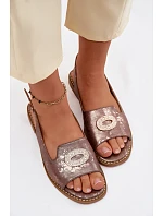 Dámské sandály Ploché s Ozdobou S.Barski KV61-6040 Hnědé
