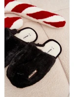 Dámské huňaté pantofle – černé Belinna