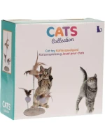 KOČIČÍ HRAČKA PEŘÍ NA PRUŽINÁCH NA ŠKRABADLE 14X33CM