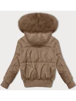 Béžová krátká dámská zimní bunda se stahovacími lemy S'west (B8288-12) Béžová krátká dámská zimní bunda se stahovacími lemy S'west (B8288-12)