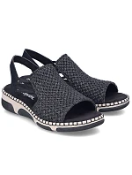 Pohodlné dámské sandály na platformě černé Rieker 66241-00