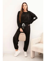 Dámská oversize souprava z viskózy s efektem praní černá