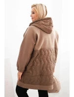 Dámská prošívaná mikina Plus Size s kapucí a velkými kapsami fango