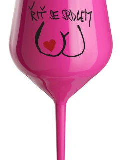 ŘIŤ SE SRDCEM - růžová nerozbitná sklenice na víno 470 ml
