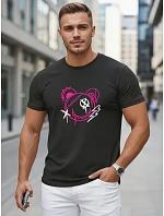Pánské bavlněné tričko s potiskem ve stylu graffiti, černé, FashionStreet NX0136R