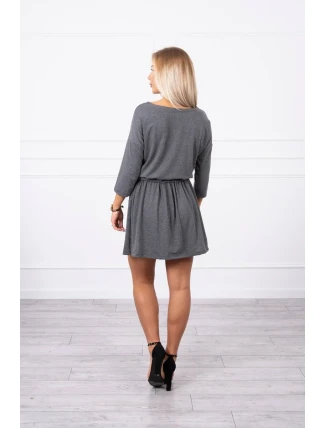 Flitrové šaty s kapsami v grafitové barvě
