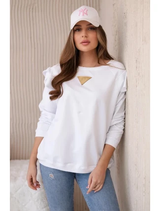 Bavlněná halenka s volánky na ramenou bílý Bavlněná halenka s volánky na ramenou bílý