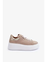 Dámská kožená sportovní obuv na platformě Beige Lemar Dámská kožená sportovní obuv na platformě Beige Lemar
