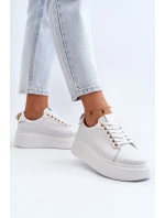 Dámské kožené tenisky na platformě CheBello 4367 bílé