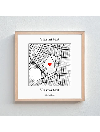Personalizovaný magický fotoobraz v rámu - čtverec 20x20 - mapa