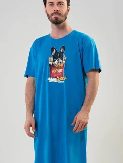Pánská noční košile Bulldog modrá - Vienetta