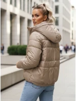 Dámská prošívaná bunda s kapucí béžová FashionStreet TY5585
