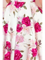 Rozšířené dámské šaty se vzorem růží a s výstřihem ve tvaru srdce 114-16