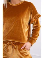 Velurová souprava s volánky velbloud Velurová souprava s volánky velbloud