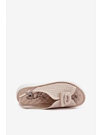 Kožené dámské sandály s ozdobným detailem Béžové Deliva