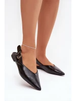 Dámské lakované baleríny s přezkou Rinalle – černé Dámské lakované baleríny s přezkou Rinalle – černé