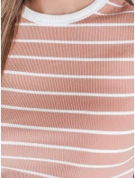 LINESS dámské pruhované basic tričko růžové FashionStreet RY2809 LINESS dámské pruhované basic tričko růžové FashionStreet RY2809