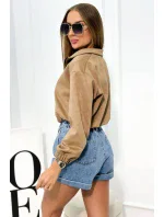 Semišová mikina na zip béžový Semišová mikina na zip béžový