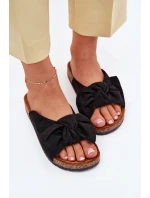 Dámské Pantofle Na Korkové Podešvi S Mašlí Černé Seressa