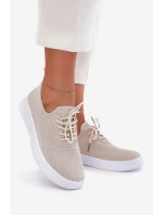 Materiálové Sportovní Boty Na Platformě Dámské Béžové Kalyra