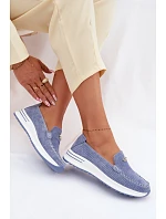 Dámské mokasíny z přírodního semiše modré Demela