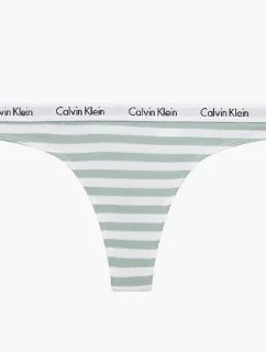 Dámská tanga D1617E 5XD bílá/zelená - Calvin Klein