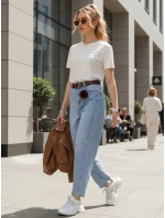 Dámské džíny balonového střihu s páskem FashionStreet UY2881 Dámské džíny balonového střihu s páskem FashionStreet UY2881