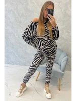 Zebra velurová souprava černá+béžová