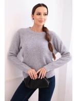 Dámský svetr z baby alpaky s dlouhým rukávem světle šedý