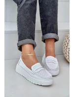 Dámské Kožené Mokasíny Na Platformě A Klínu Bílé Elanindel Dámské Kožené Mokasíny Na Platformě A Klínu Bílé Elanindel