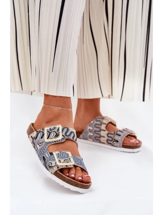 Dámské Pantofle S Přezkami A Leskem Béžové S.Barski RB51-006