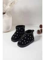 Dětské sněhule s květinovým motivem Gracina – černé