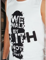 Pánské tričko bez rukávů bílé FashionStreet RX5658 Pánské tričko bez rukávů bílé FashionStreet RX5658