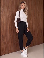 Dámské jogger kalhoty s gumou v pase, černé, FashionStreet UY3152 Dámské jogger kalhoty s gumou v pase, černé, FashionStreet UY3152