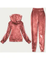 Dámský velurový dres v cihlové barvě s lampasy (81223)