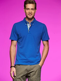 Daiber JN 964 Pánské piqué polo button-down 02.0964 royal/royal/white