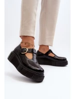 Zazoo 20102 Moderní Lakové Polobotky na Masivní Platformě Černé Zazoo 20102 Moderní Lakové Polobotky na Masivní Platformě Černé