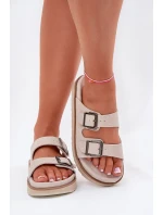 Dámské Semišové Pantofle S Přezkami Béžové D.Franklin DFSH405001