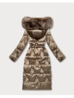 Tmavě béžová dámská zimní bunda se stahováním v pase S'West (B8522-12)