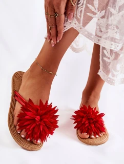 Dámské žabky s látkovým ornamentem Červené Eviana