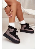 Nízké dámské sněhule s hřejivým kožíškem a silným šněrováním černé Xarina Nízké dámské sněhule s hřejivým kožíškem a silným šněrováním černé Xarina