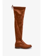 Kozačky na plochém podpatku nad kolena z eko semiše Camel Linnithia